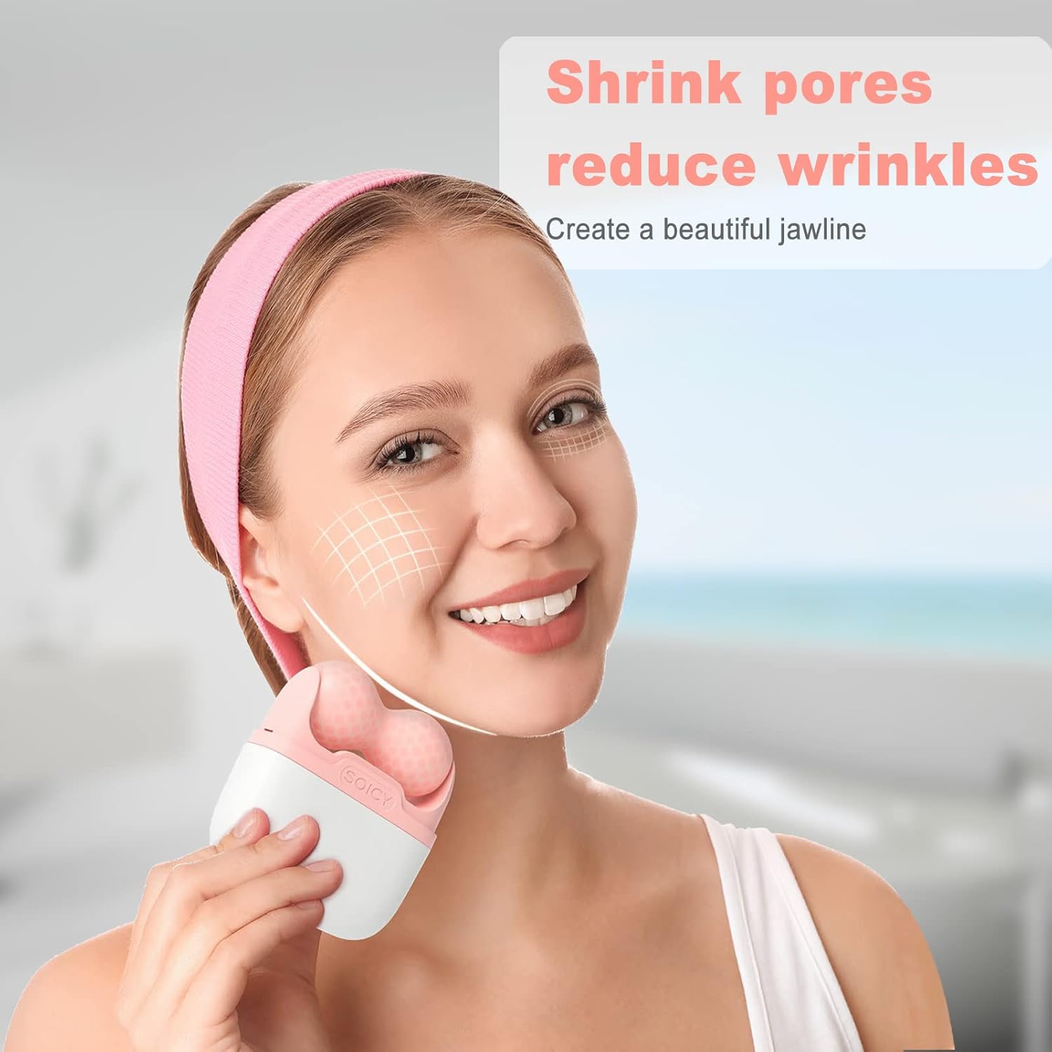 Ice Roller for Face and Eyes - Facial Skin Care Tools with 2 in 1 Massage Roller and Travel Case